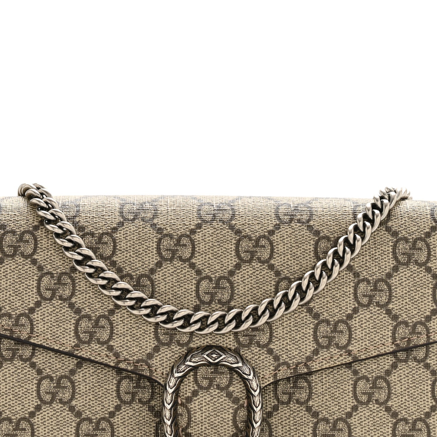 Gucci GG Supreme Monogram Mini Dionysus Chain Wallet Beige Taupe