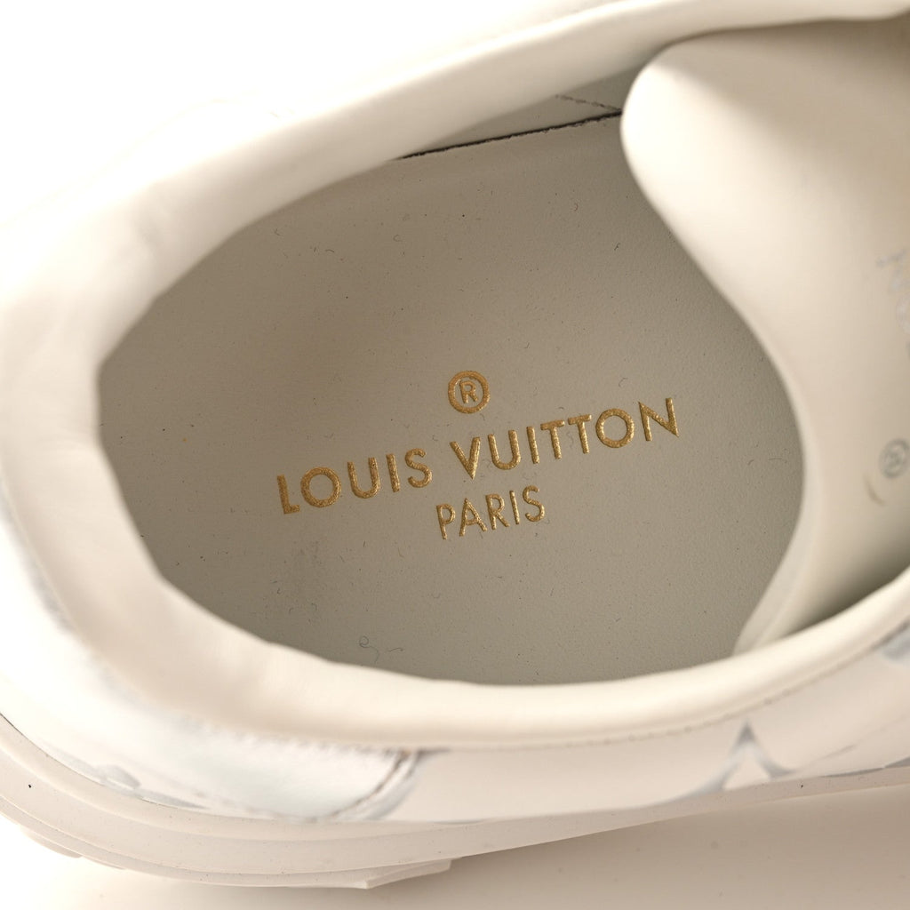 Louis Vuitton Calfskin Monogram Debossed Time Out Sneakers 38 White Silver