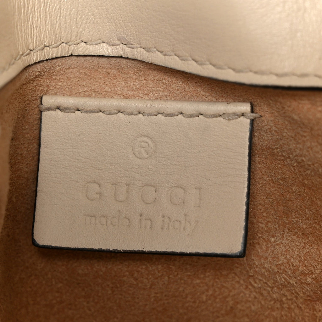Gucci Calfskin Matelasse Super Mini GG Marmont Shoulder Bag White