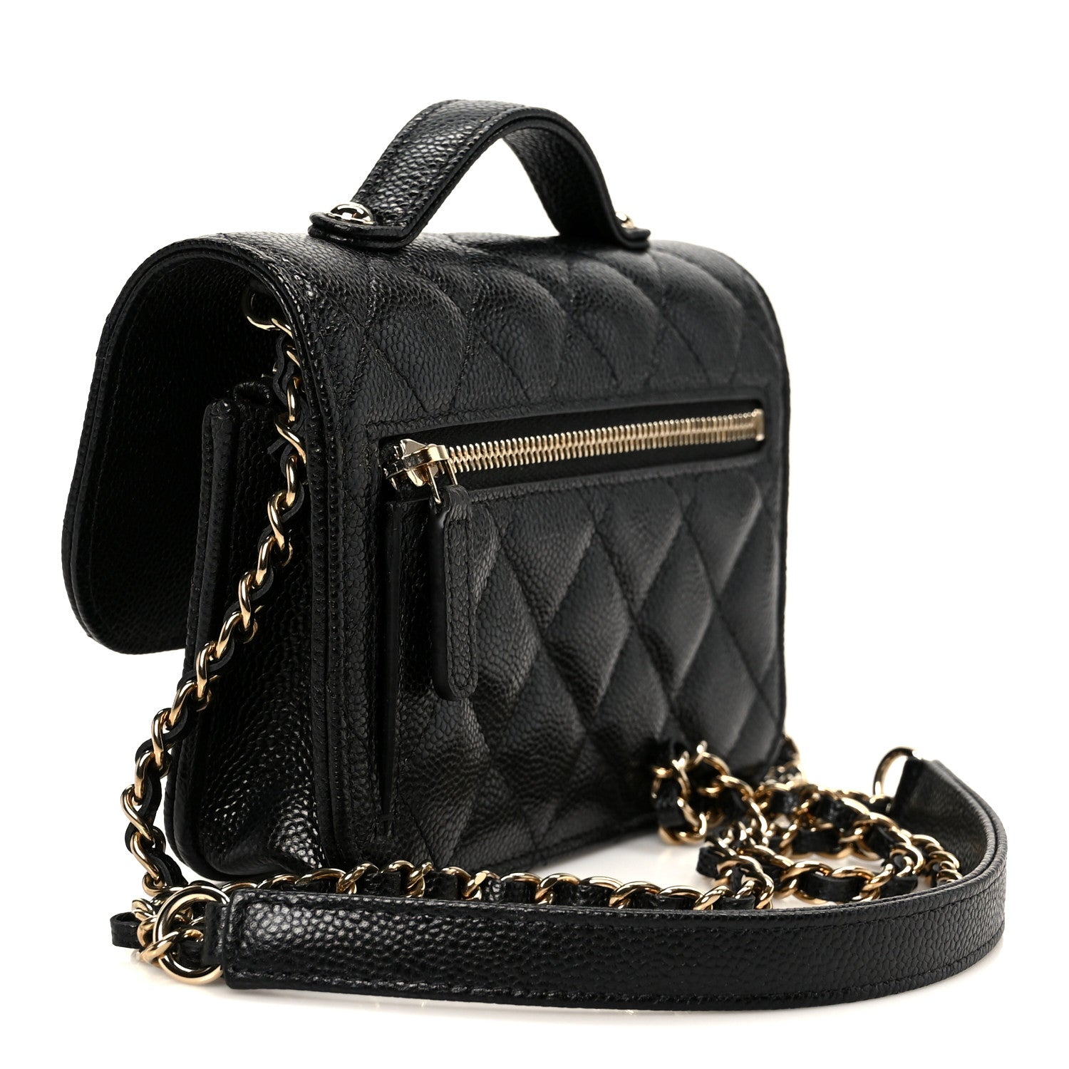 Chanel Caviar Quilted Business Affinity Clutch With Chain Black