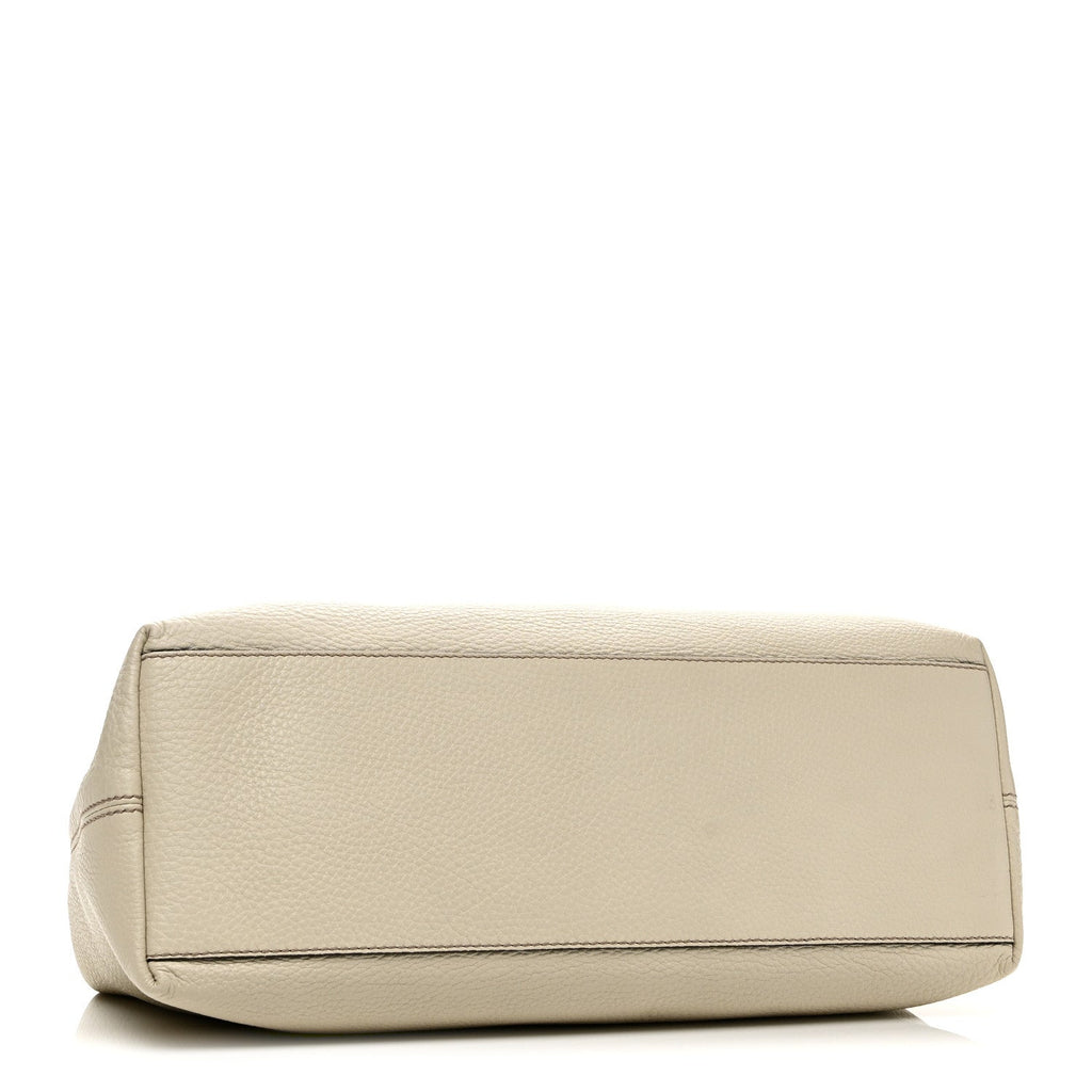 Gucci Pebbled Calfskin Medium Soho Chain Shoulder Bag  Off White