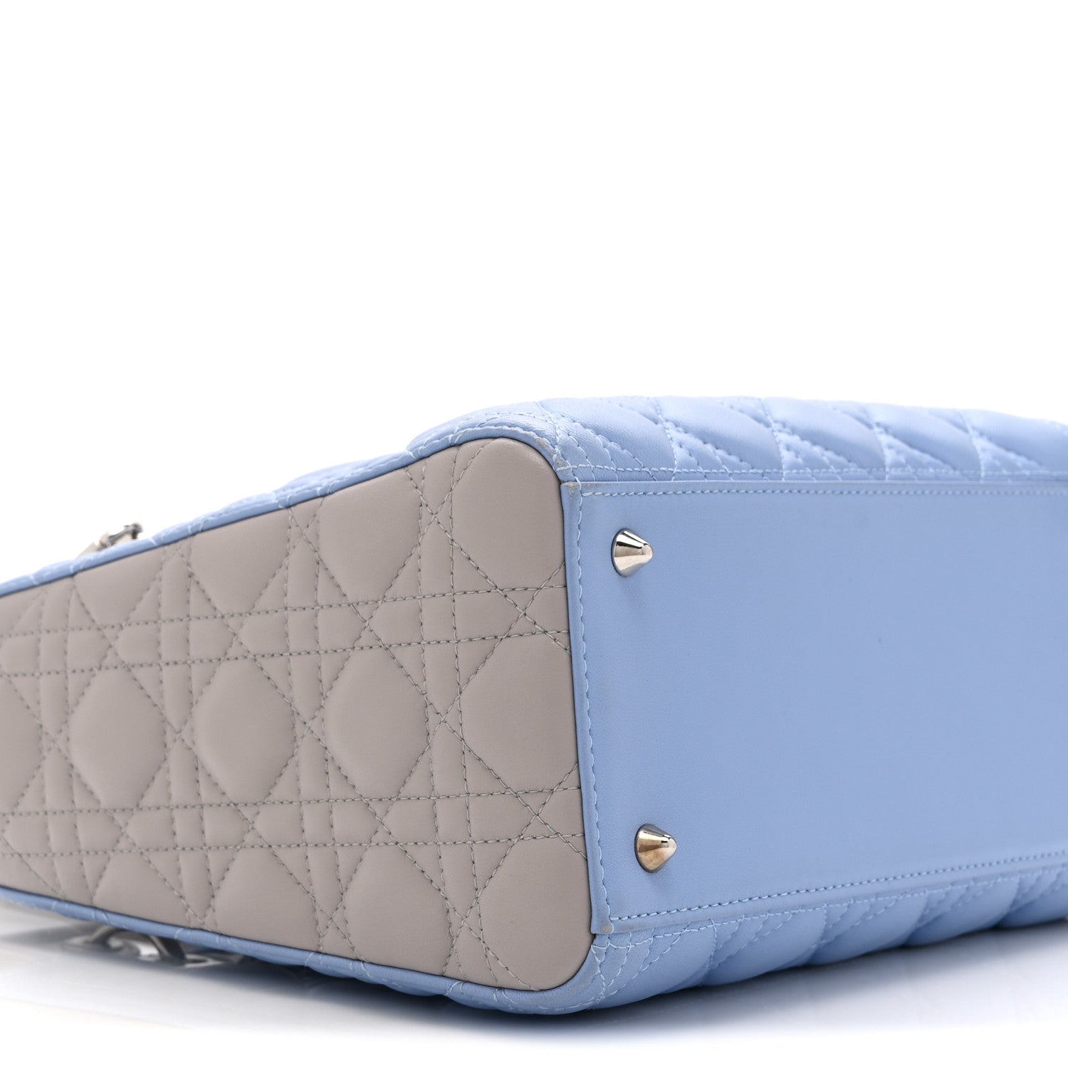 Christian Dior Lambskin Cannage Medium Bi-Color Lady Dior Blue Gray