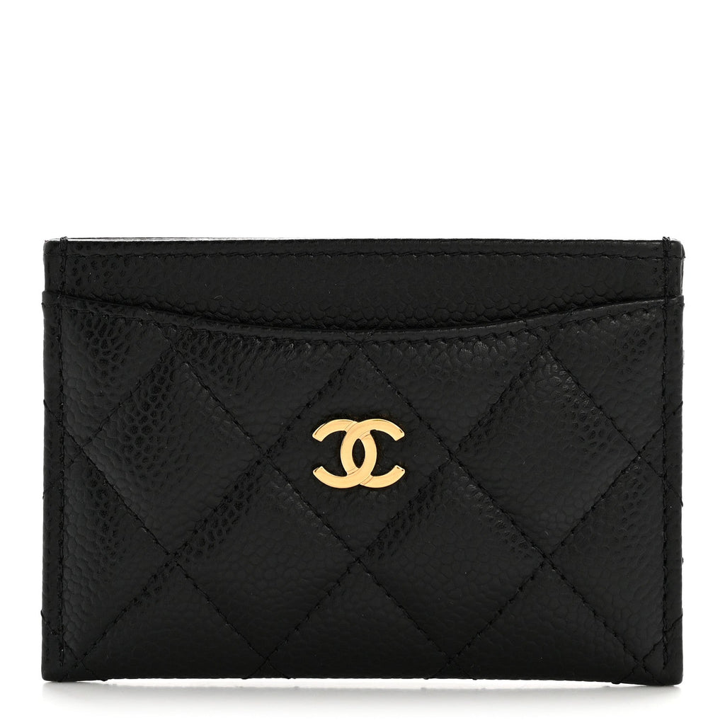 Caviar Quilted Card Holder Black