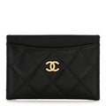 Caviar Quilted Card Holder Black