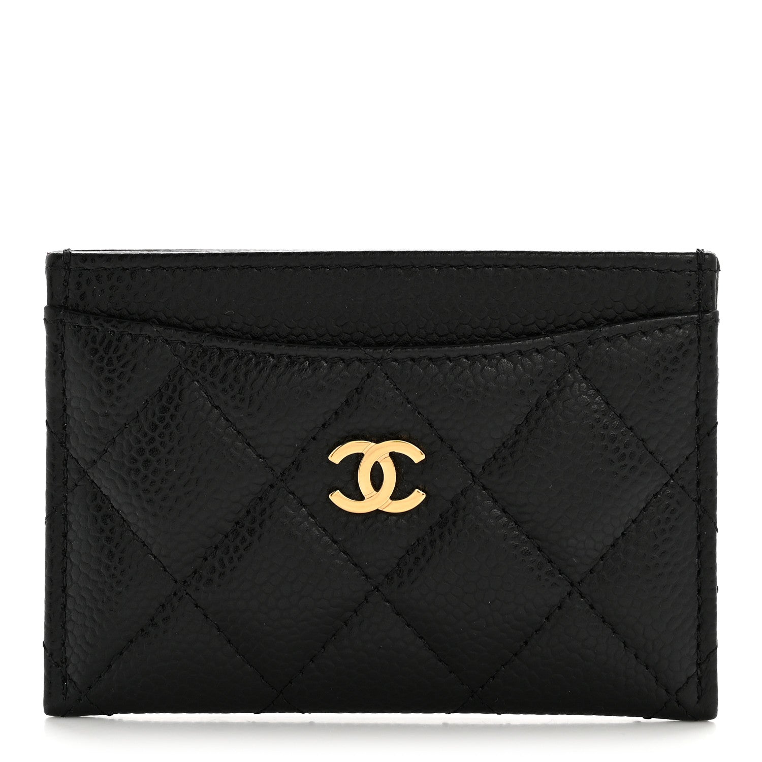 Caviar Quilted Card Holder Black