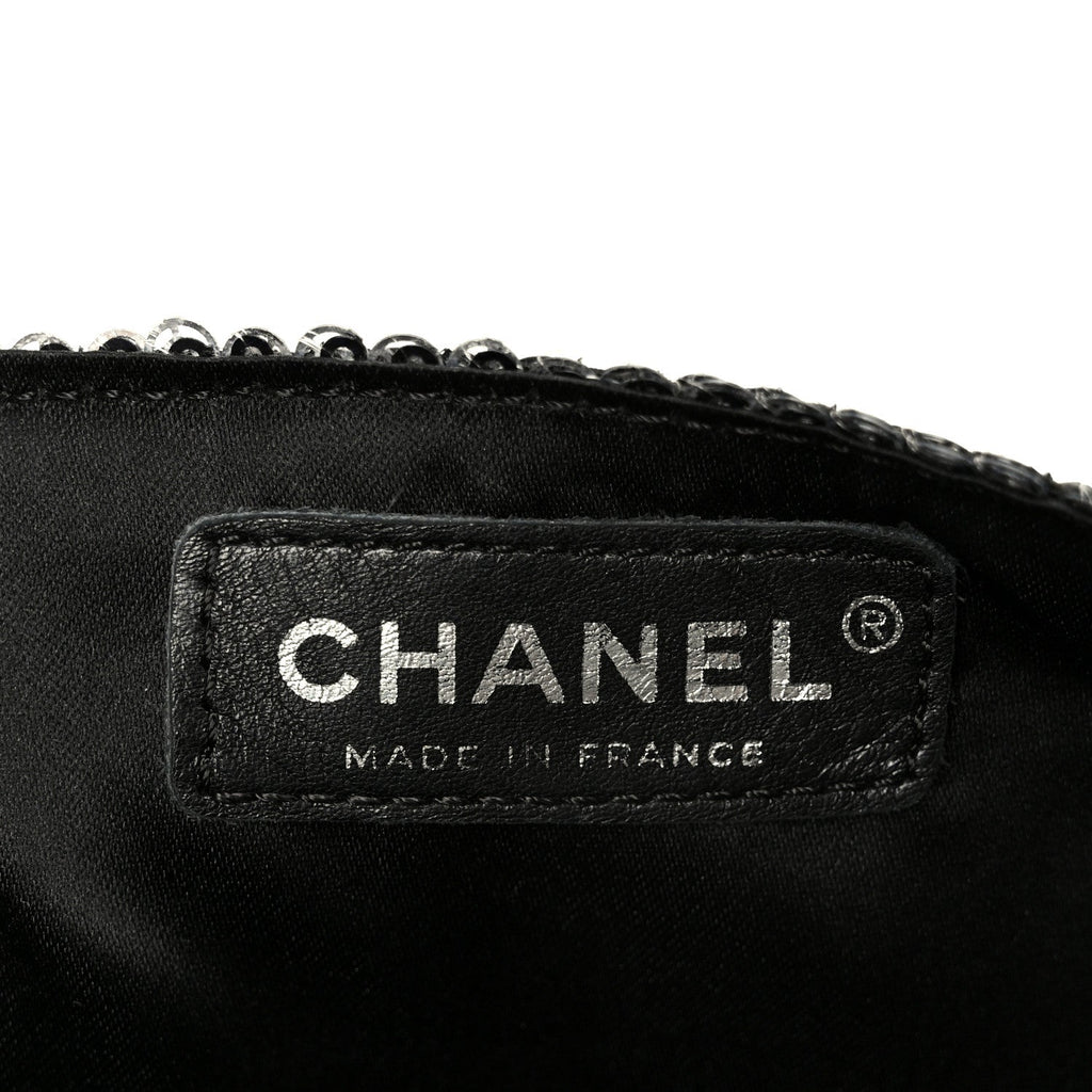 Chanel Sequin East West Flap Dark Silver