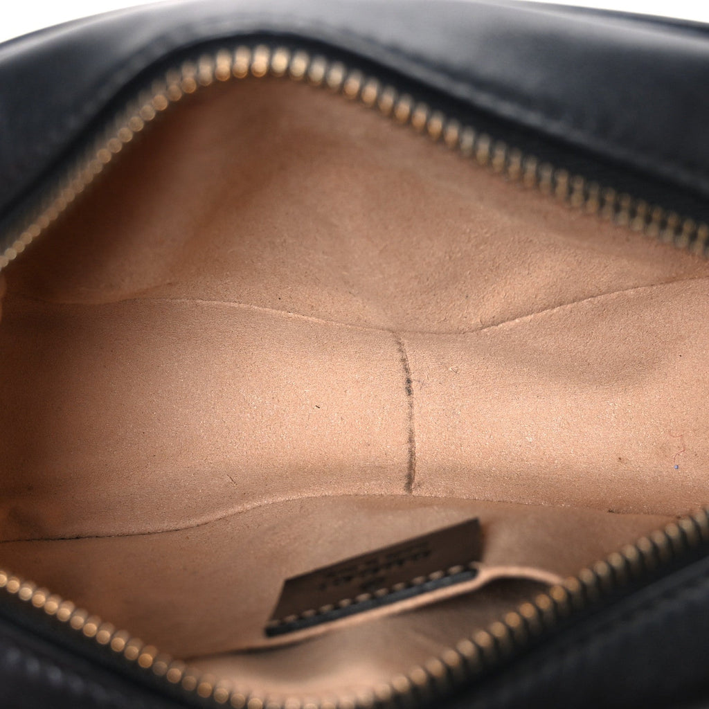 Gucci Calfskin Matelasse Mini GG Marmont Chain Shoulder Bag Black