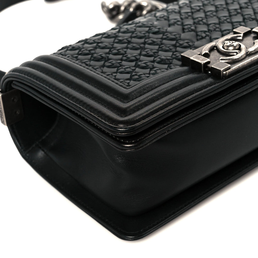 Chanel Lambskin Braided Woven Small Boy Flap Black