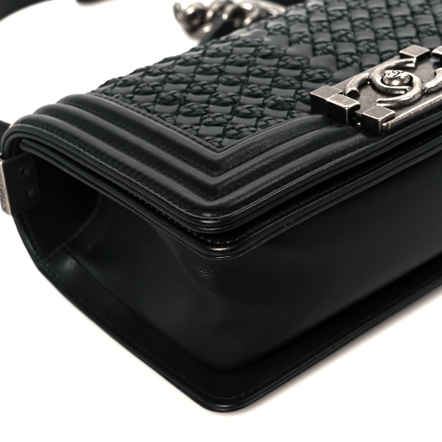 Chanel Lambskin Braided Woven Small Boy Flap Black