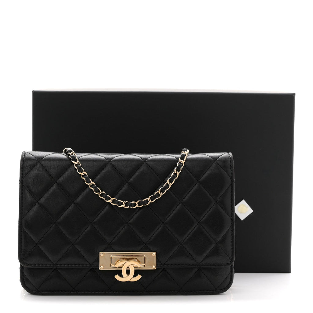 Chanel Lambskin Quilted Golden Class Wallet on Chain WOC Black