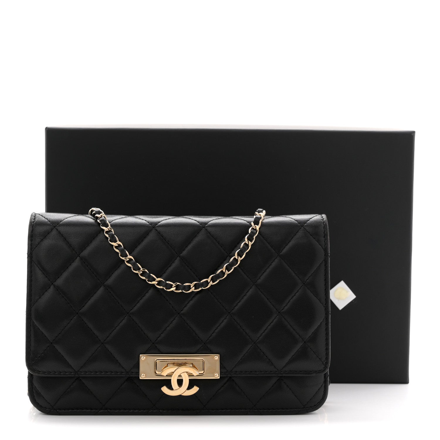 Chanel Lambskin Quilted Golden Class Wallet on Chain WOC Black
