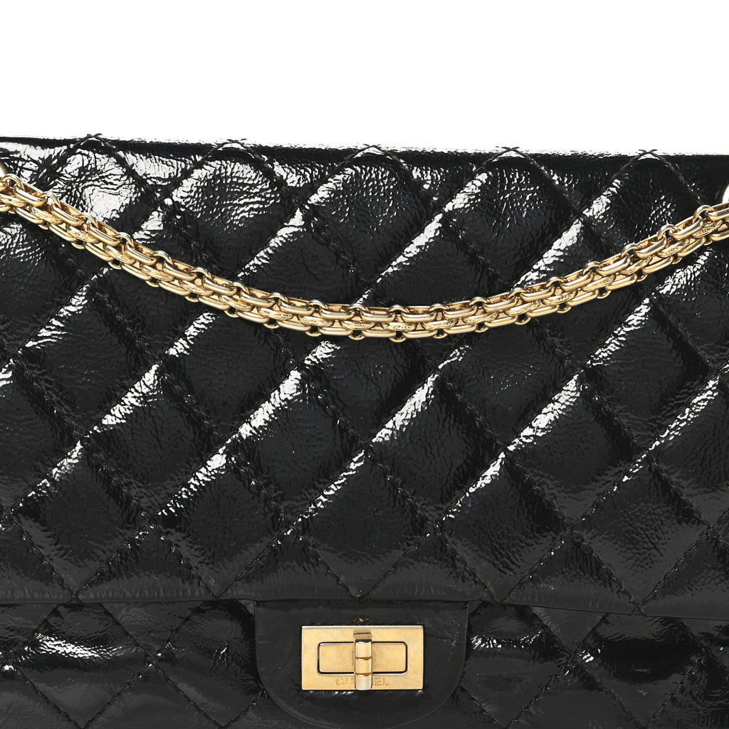 Chanel Distressed Patent Quilted 2.55 Reissue 226 Flap Black