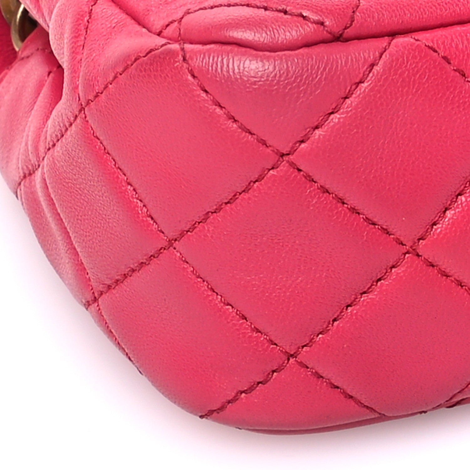 Chanel Lambskin Quilted Mini Rectangular Pearl Crush Flap Fuchsia