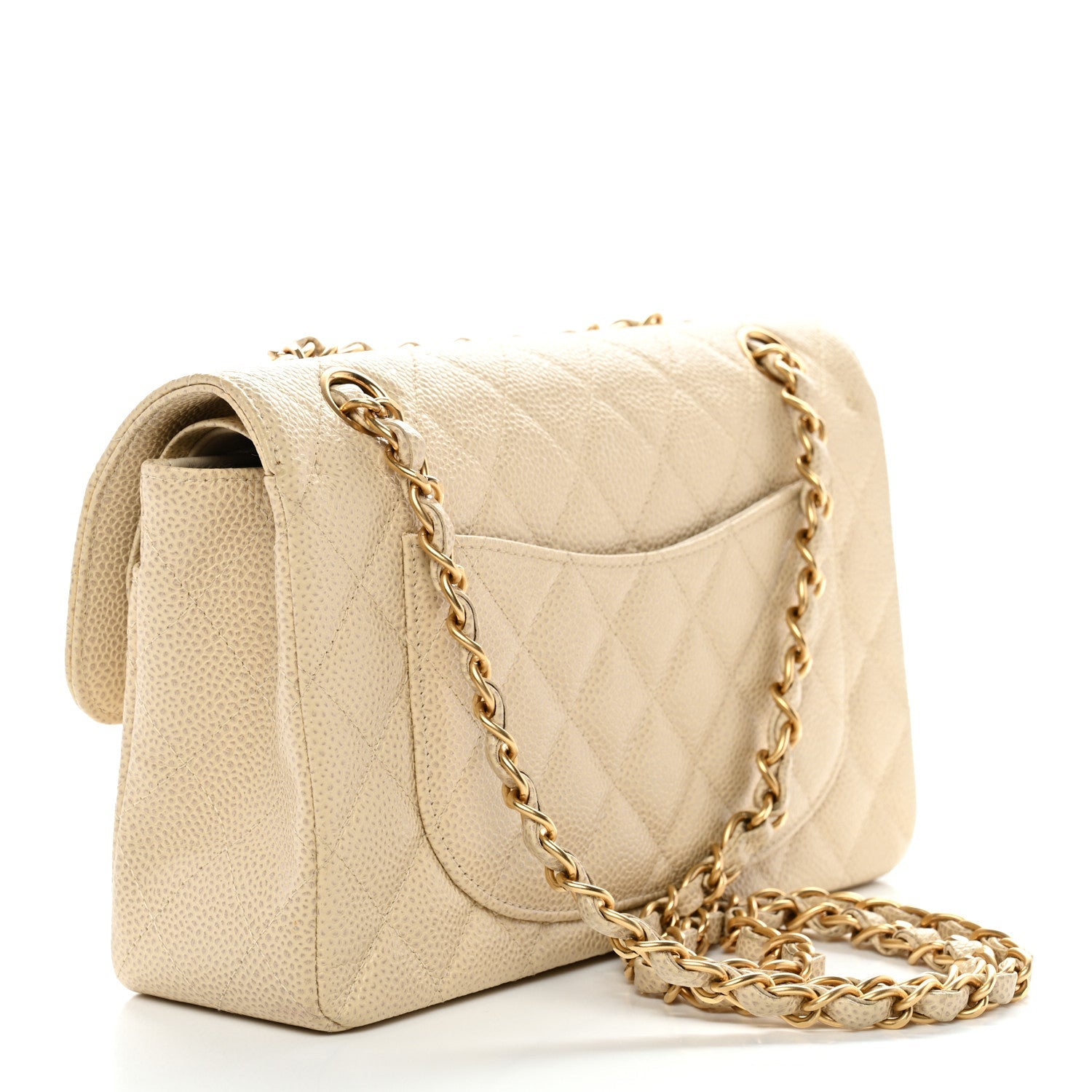 Chanel Caviar Quilted Small Double Flap Beige