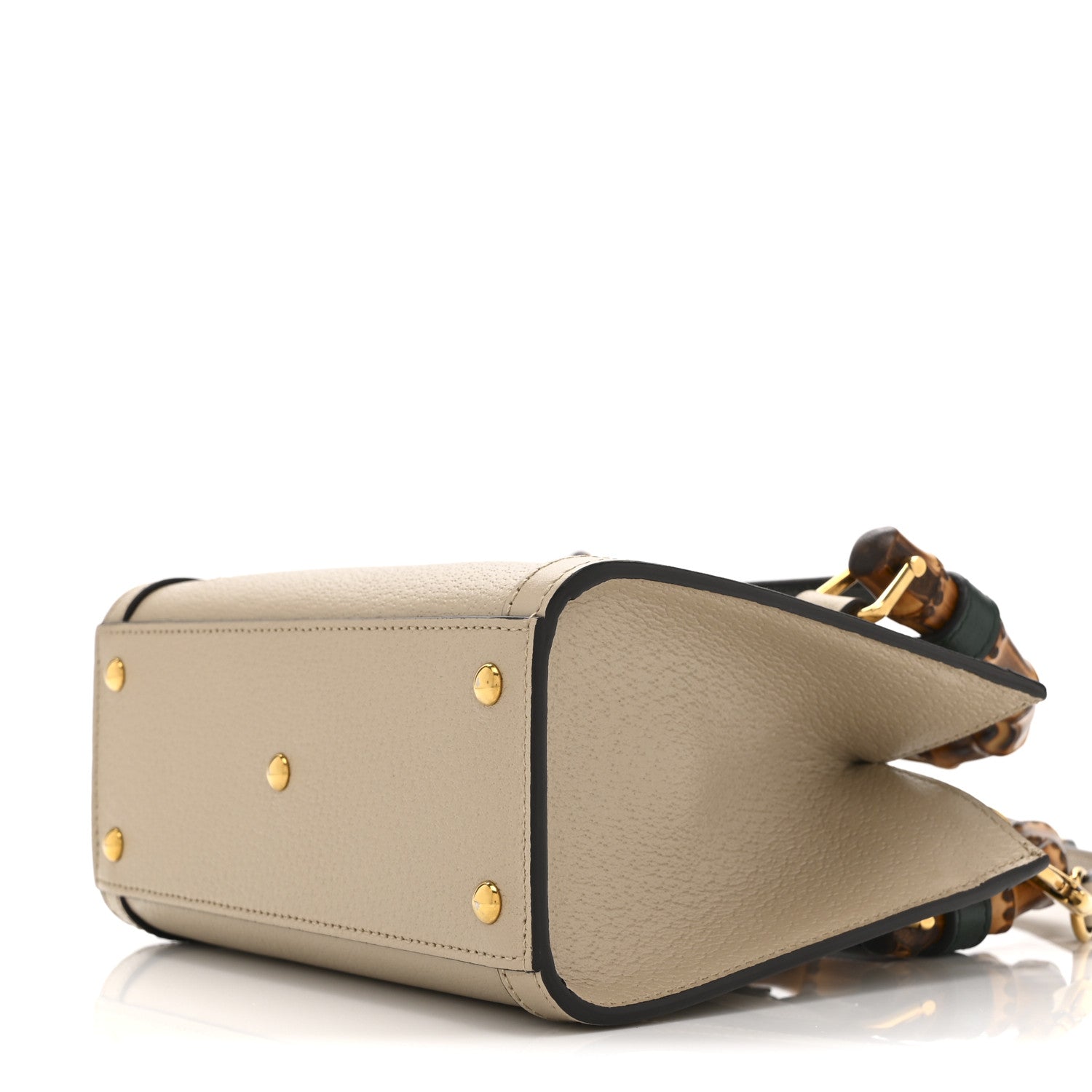 Gucci Textured Dollar Calfskin Web Mini Diana Tote Bag Oatmeal Vintage Green
