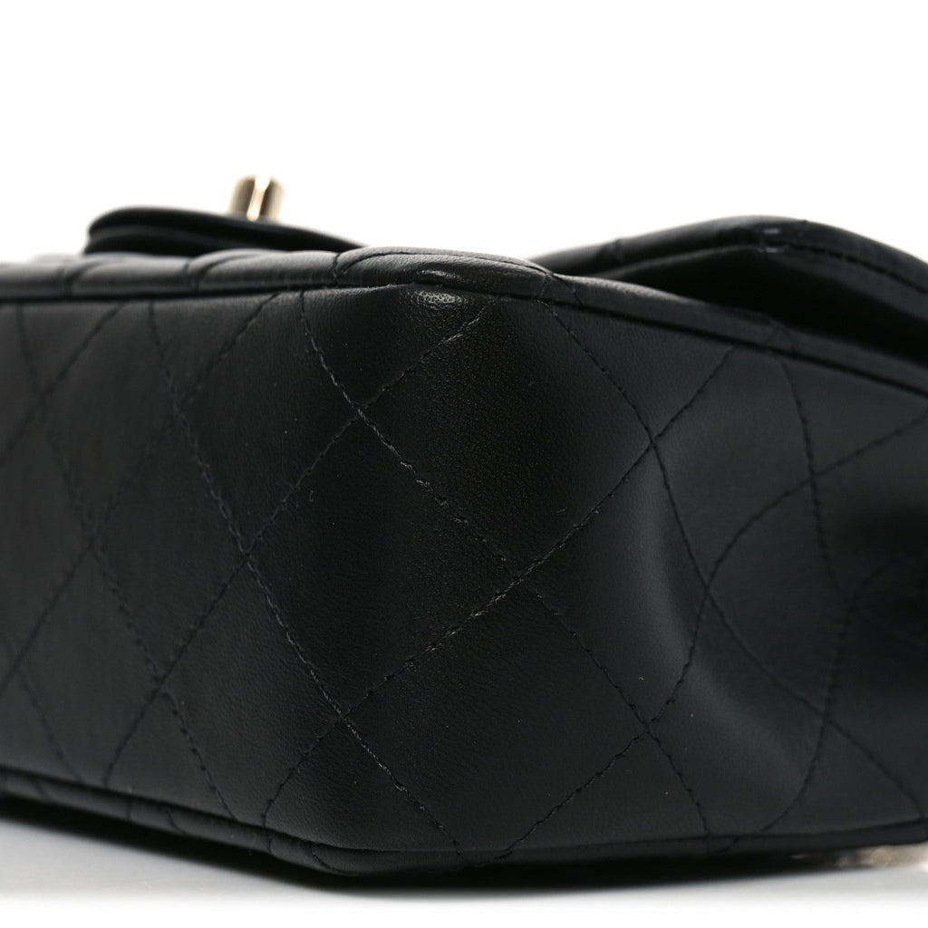 Chanel Lambskin Quilted Mini Rectangular Flap Black