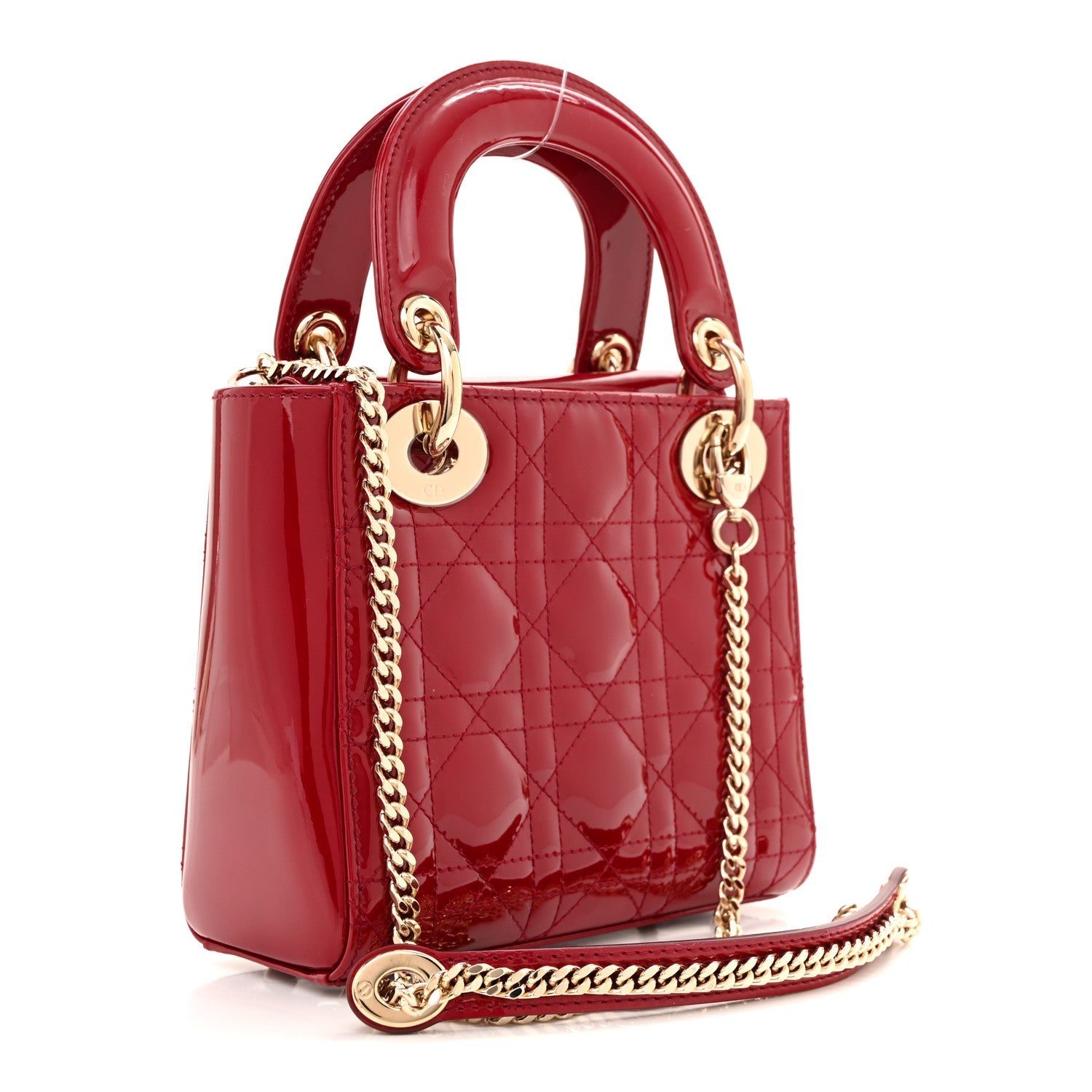 Christian Dior Patent Cannage Mini Lady Dior Red