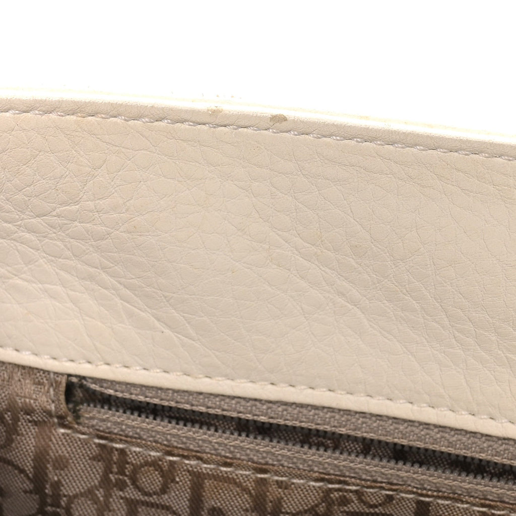 Christian Dior Calfskin Cannage D Buckle East West Tote White