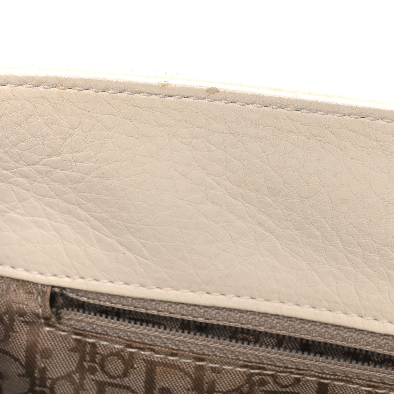 Christian Dior Calfskin Cannage D Buckle East West Tote White