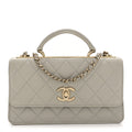 Chanel Lambskin Quilted Trendy CC Dual Handle Clutch With Chain Grey