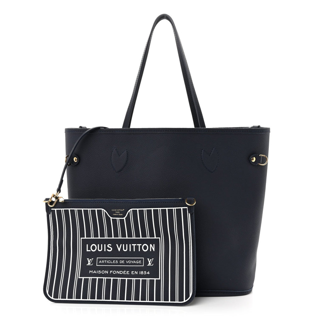 Louis Vuitton Monogram Calfskin Neo Neverfull Inside Out MM Navy