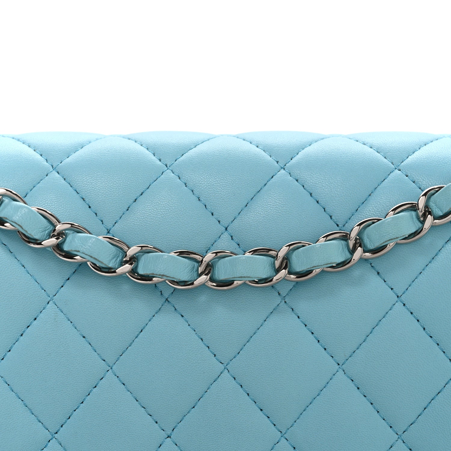 Chanel Lambskin Quilted Medium Double Flap Light Blue