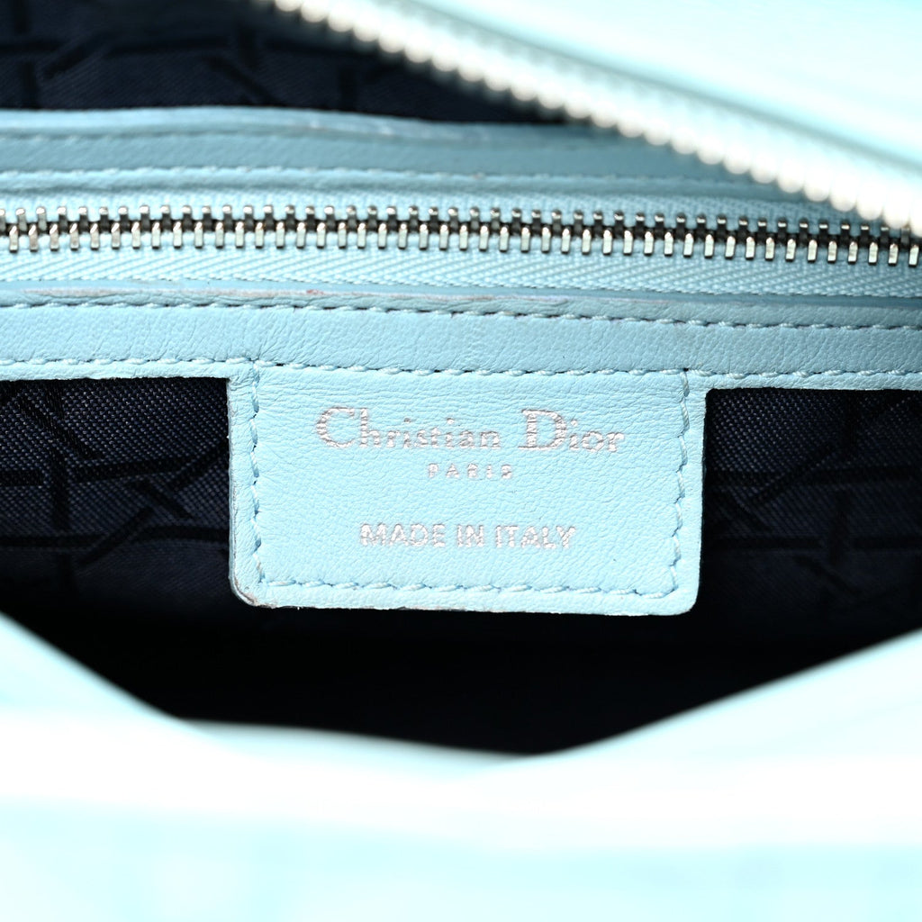 Christian Dior Lambskin Cannage Medium Lady Dior Light Blue
