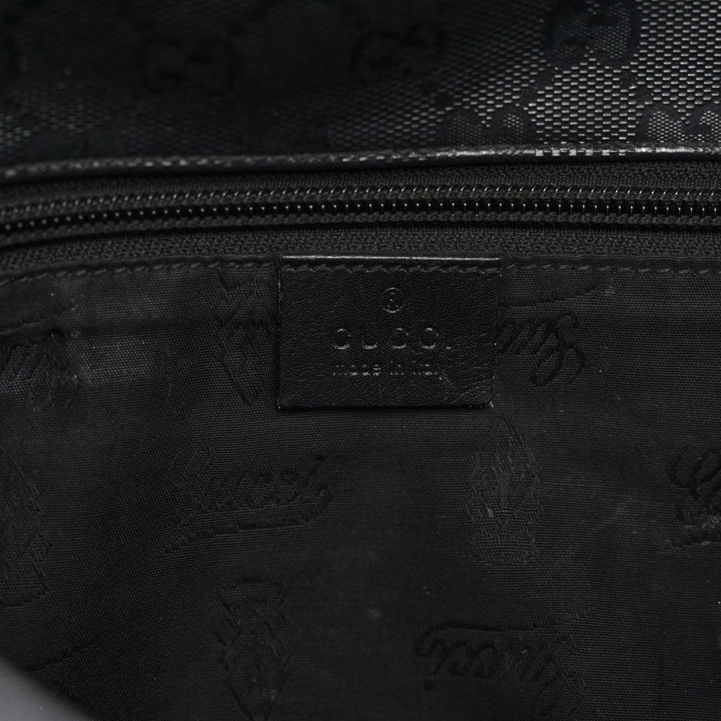 Gucci Imprime Monogram Medium Double Buckle Flap Messenger Bag Black