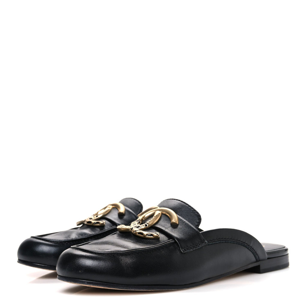 Lambskin CC Mules 38 Black
