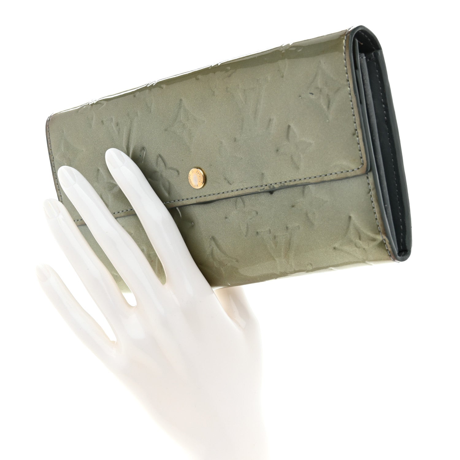 Louis Vuitton Vernis Sarah Wallet Gris Art Deco