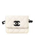 Chanel Caviar Quilted My Everything Belt Flap Card Holder White