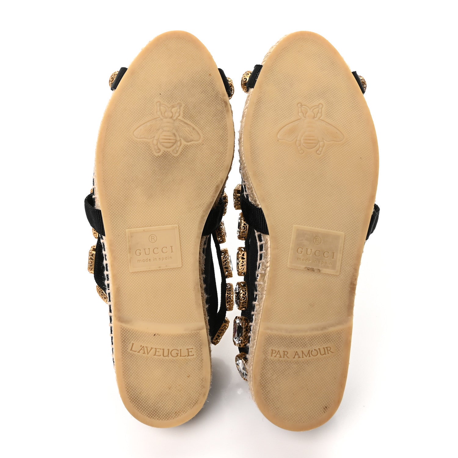 Gucci Canvas Crystal Embellished Espadrilles 36 Black