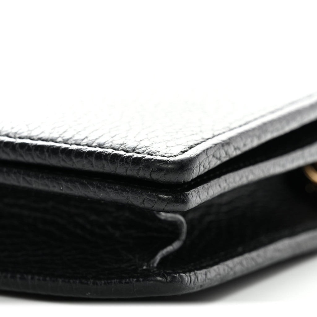 Gucci Calfskin Mini GG Marmont Chain Wallet Black