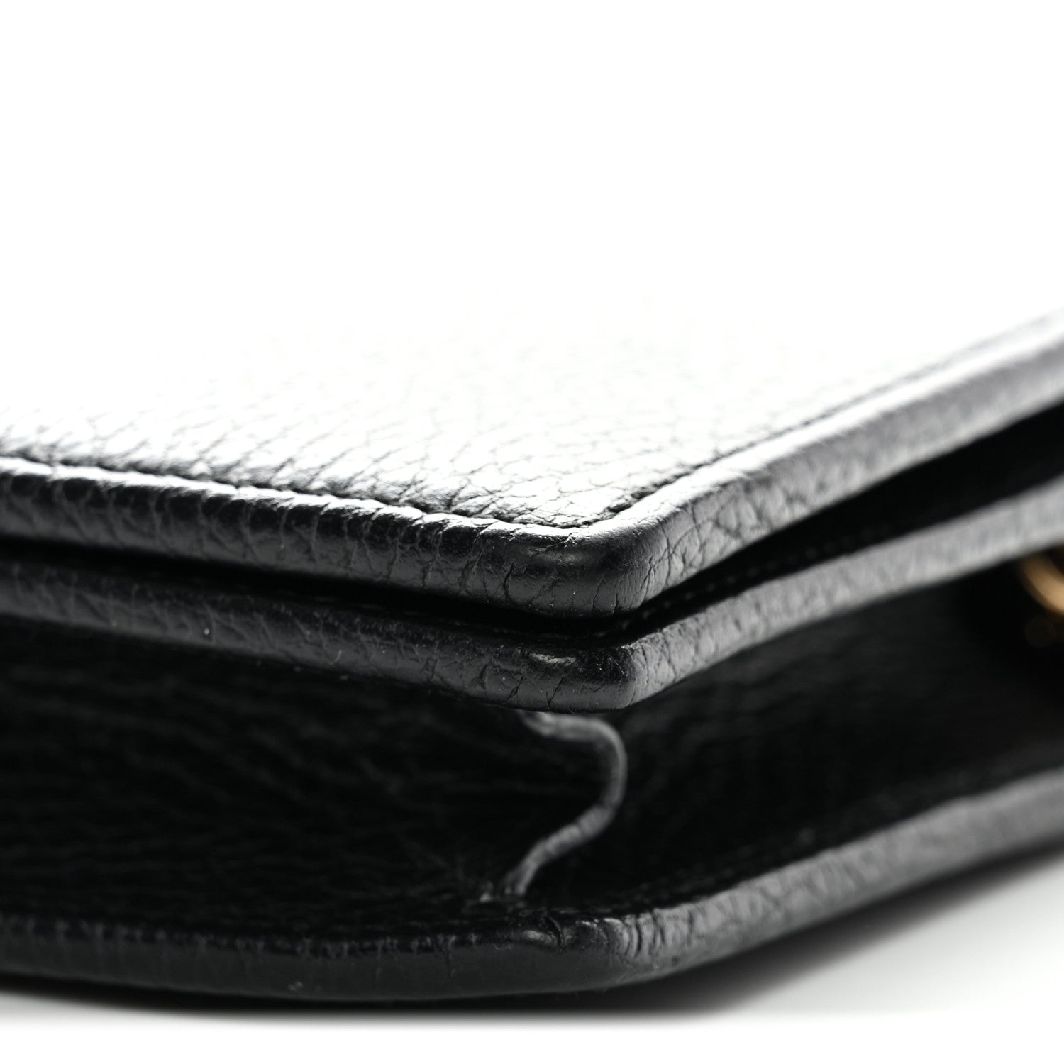 Gucci Calfskin Mini GG Marmont Chain Wallet Black