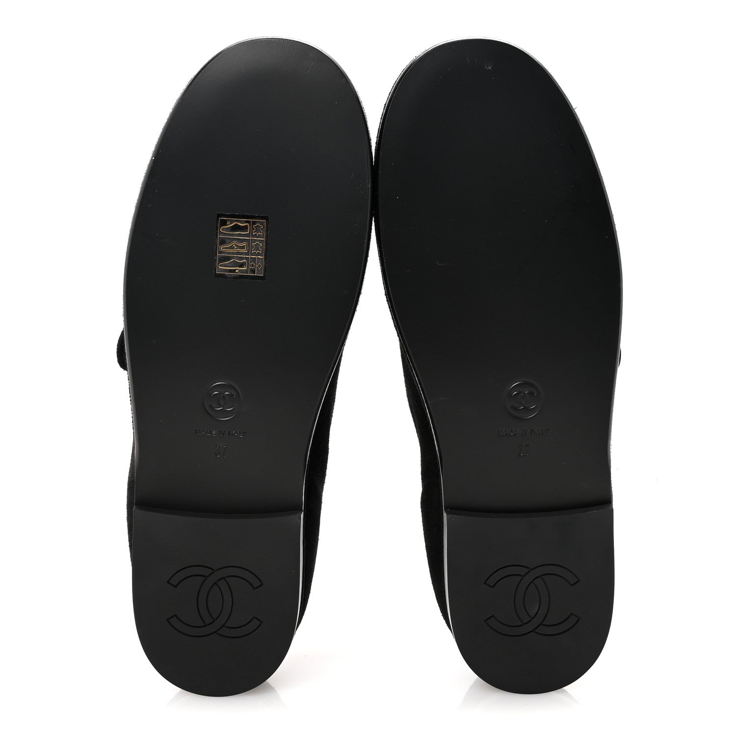 Chanel Suede Cap Toe CC Mary Jane Flats 37 Black