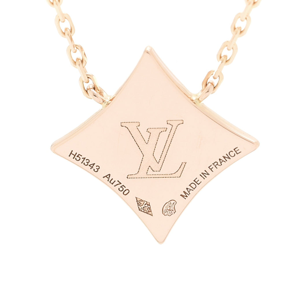 Louis Vuitton 18K Pink Gold Diamond Pink Mother of Pearl Color Blossom BB Star Pendant Necklace