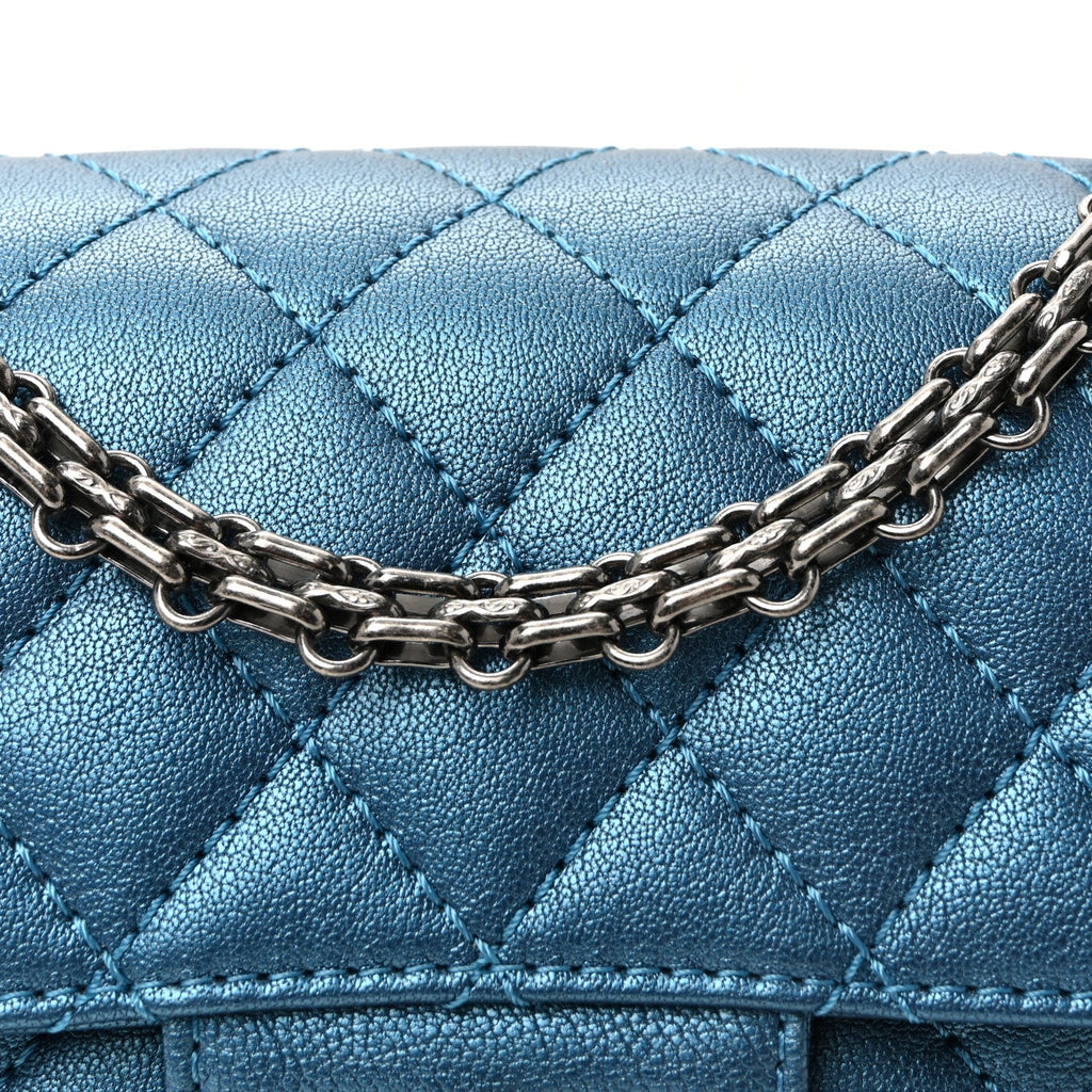 Chanel Metallic Sheepskin Quilted 2.55 Reissue Mini Flap Blue
