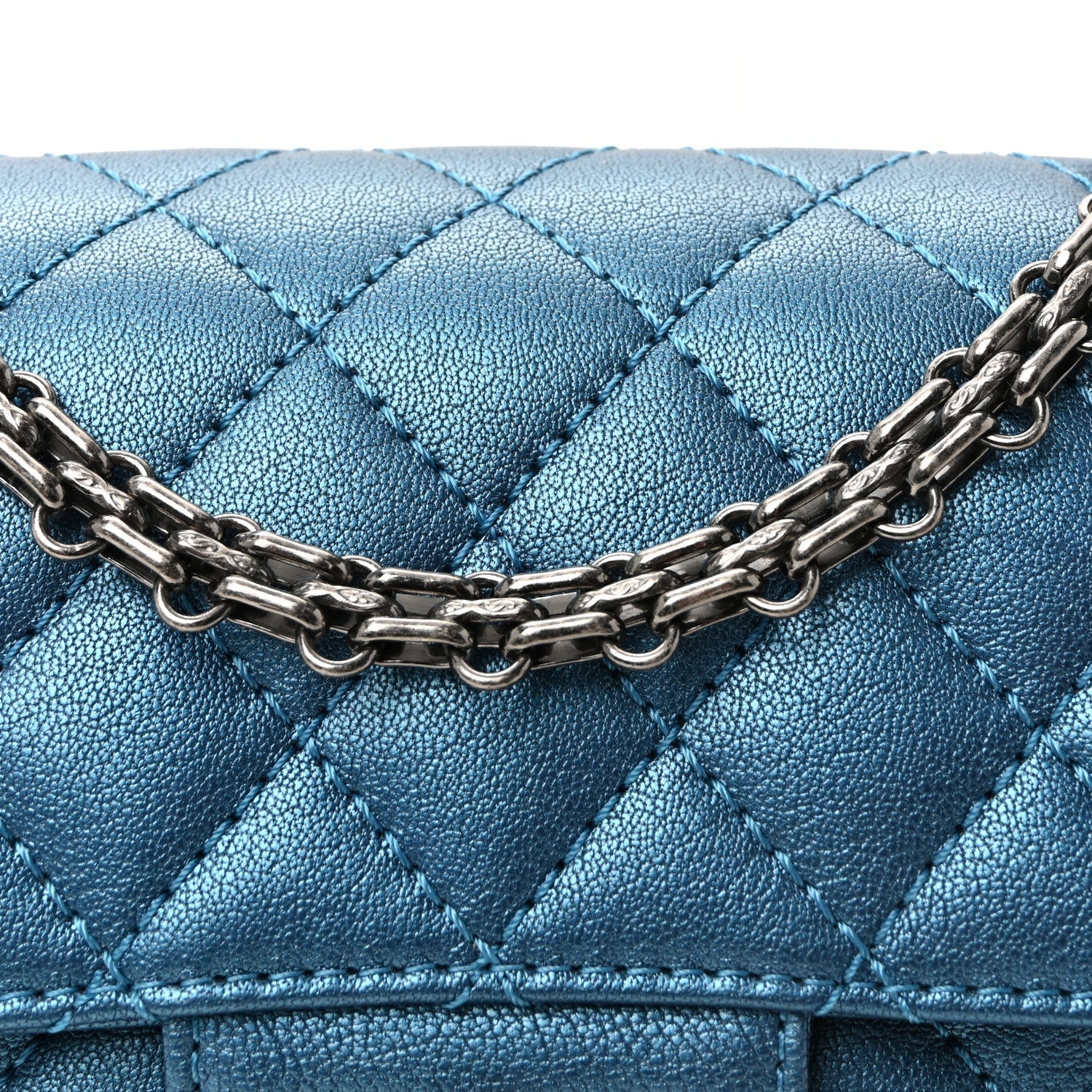 Chanel Metallic Sheepskin Quilted 2.55 Reissue Mini Flap Blue
