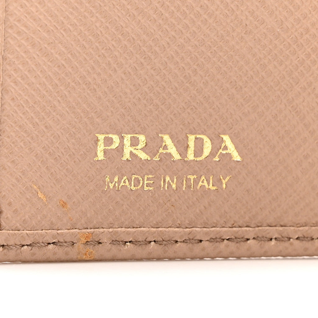 Prada Saffiano Tri-Fold Bow Wallet Cammeo
