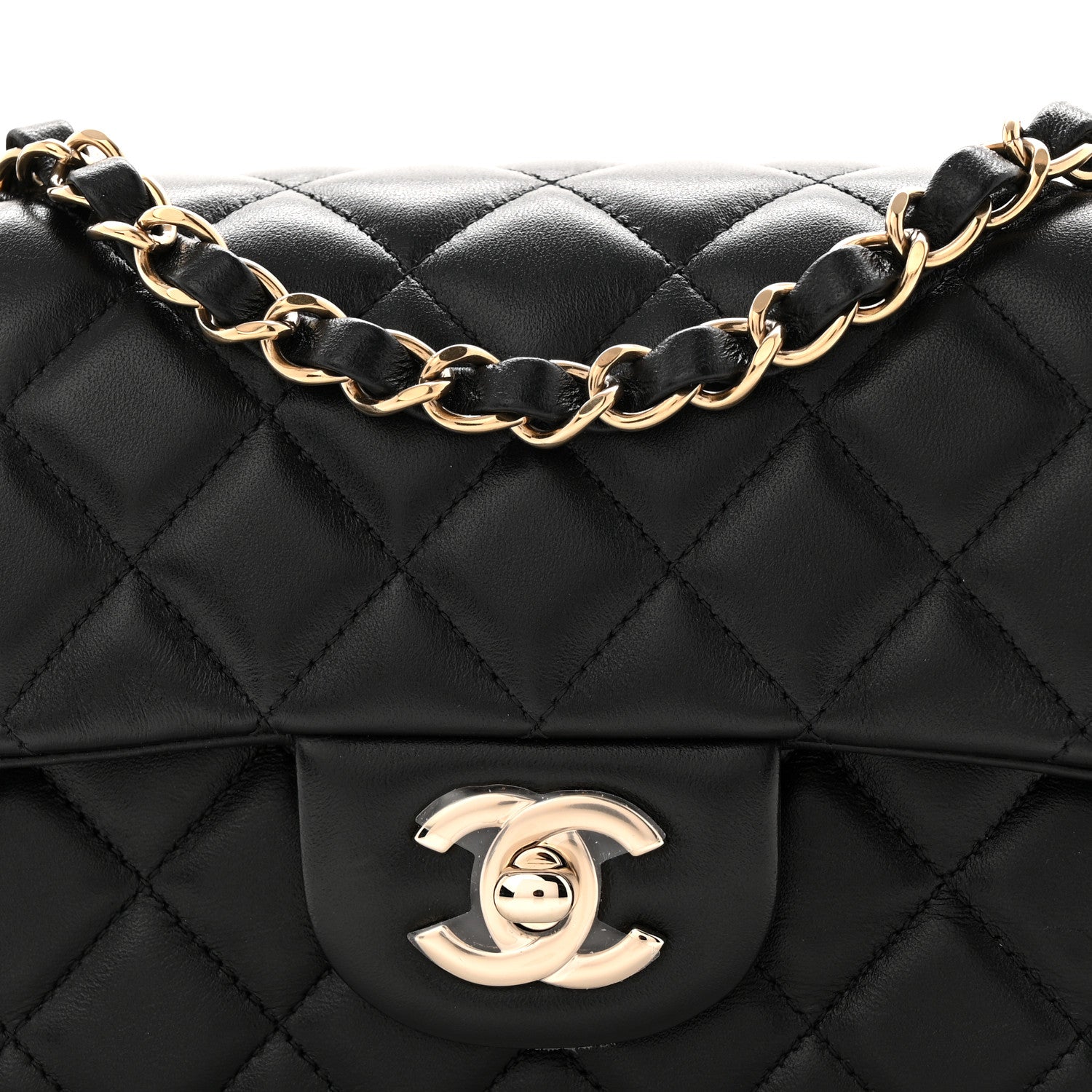 Chanel Lambskin Quilted Mini Rectangular Flap Black