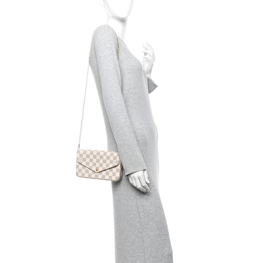 Louis Vuitton Damier Azur Pochette Felicie Chain Wallet Rose Ballerine