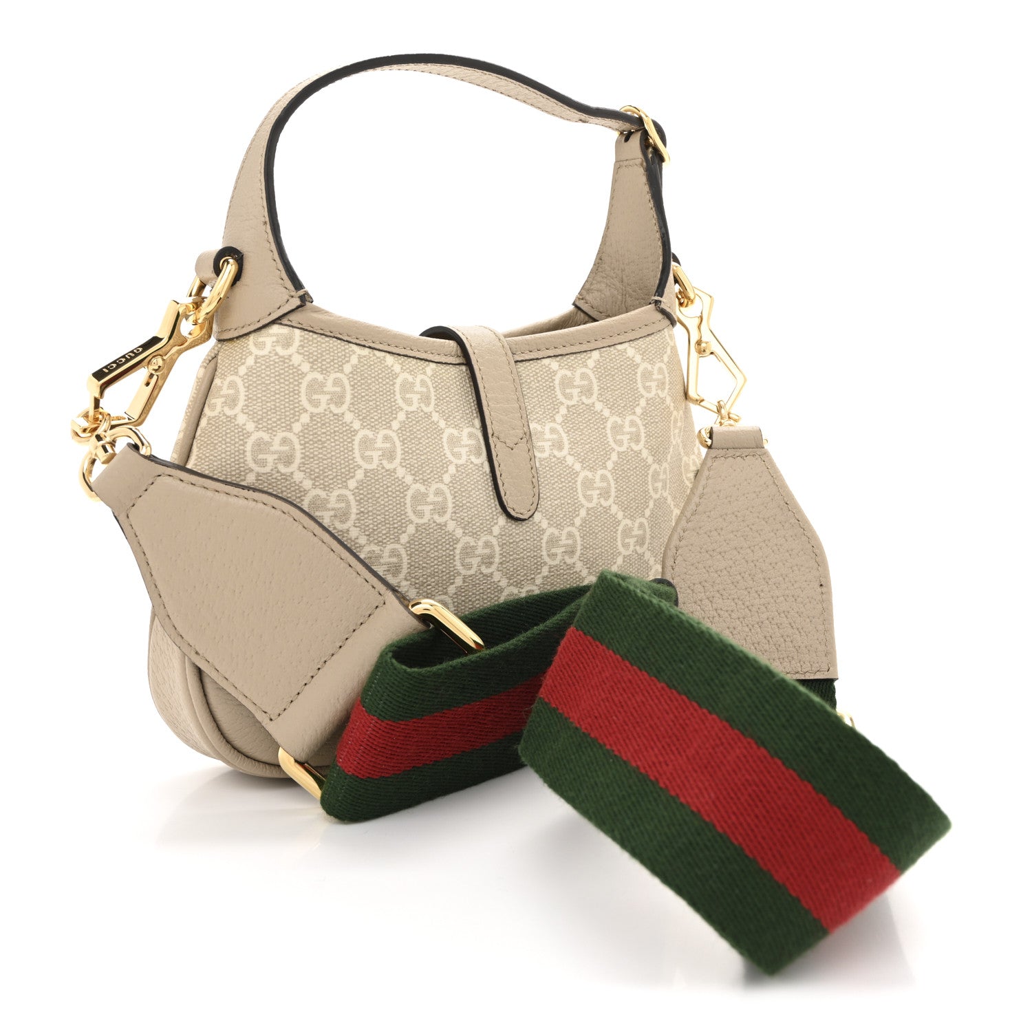 Gucci GG Supreme Monogram Textured Dollar Calfskin Mini Jackie 1961 Hobo Beige Mystic White Oatmeal