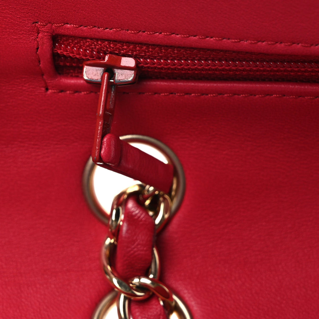 Chanel Lambskin Quilted Medium Double Flap Red