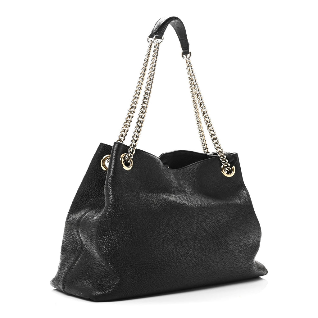 Gucci Pebbled Calfskin Medium Soho Chain Shoulder Bag Black