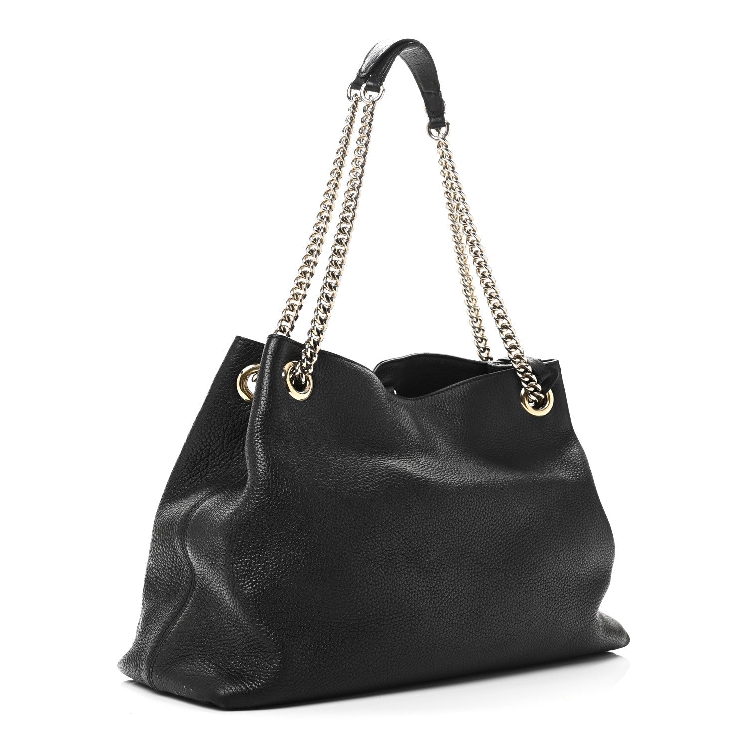 Gucci Pebbled Calfskin Medium Soho Chain Shoulder Bag Black