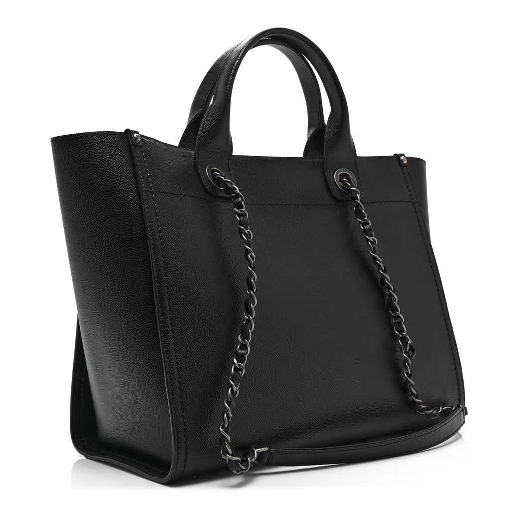 Chanel Caviar Small Studded Deauville Tote Black