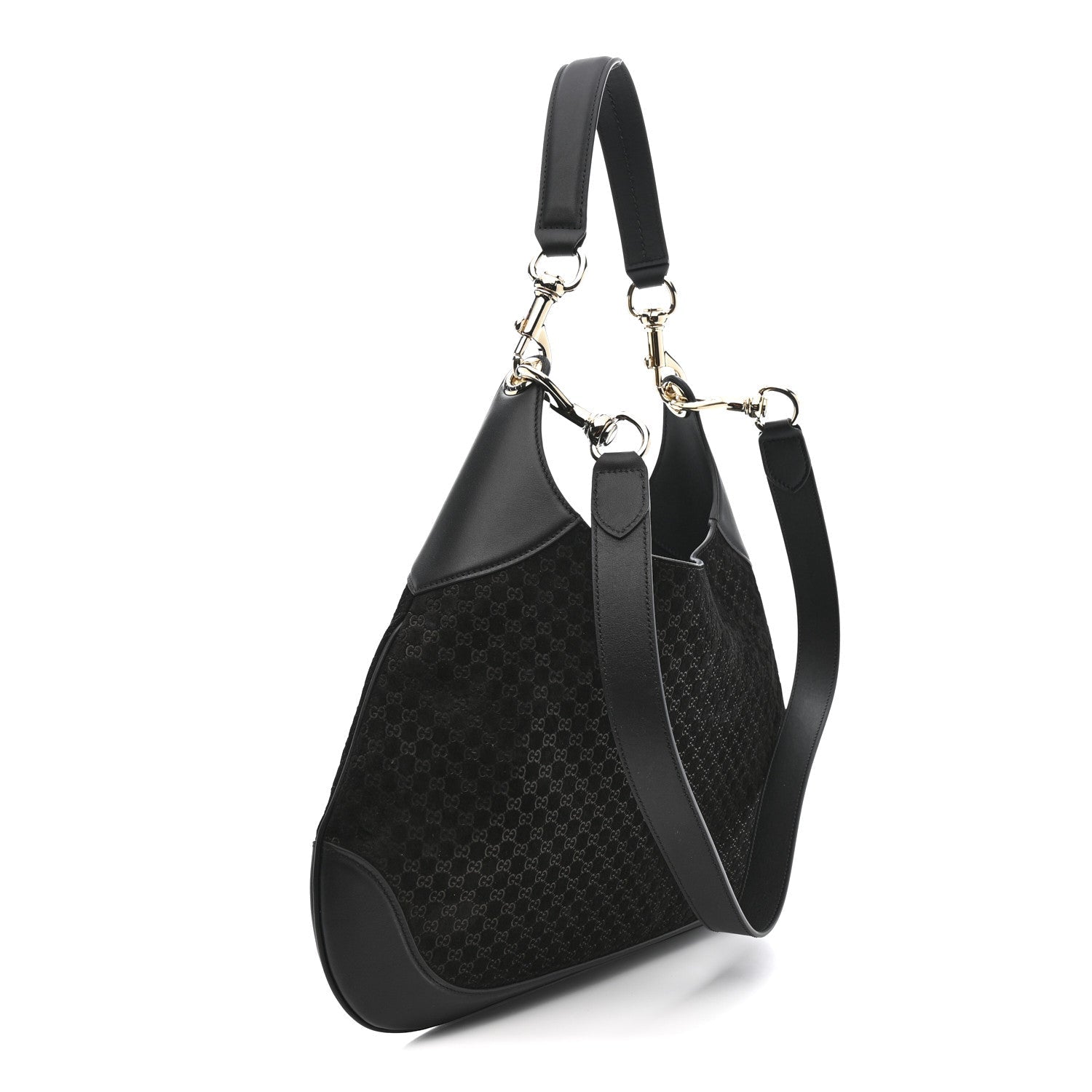 Gucci Suede Micro GG Calfskin B Medium Shoulder Bag  Arabella Black