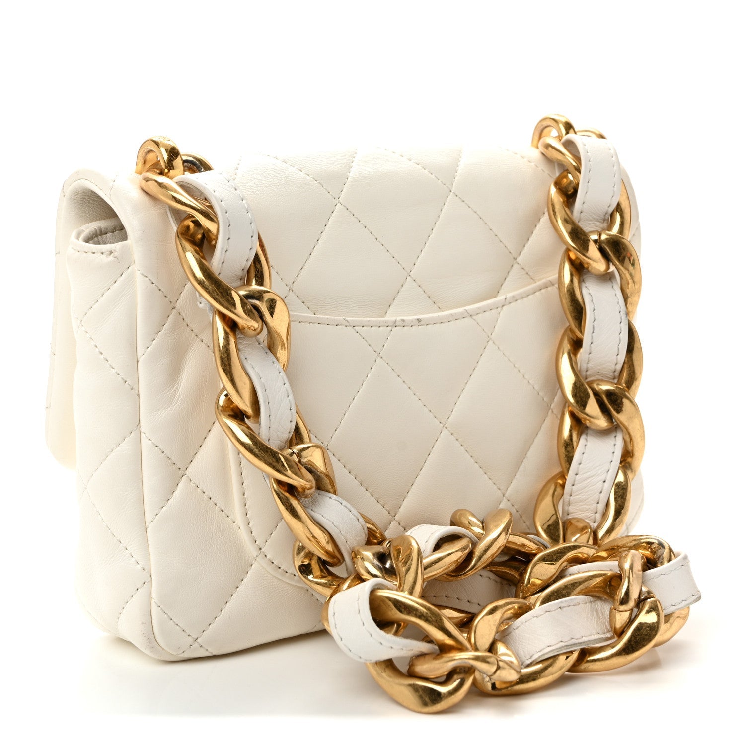Chanel Lambskin Quilted Small CC Funky Town Flap White