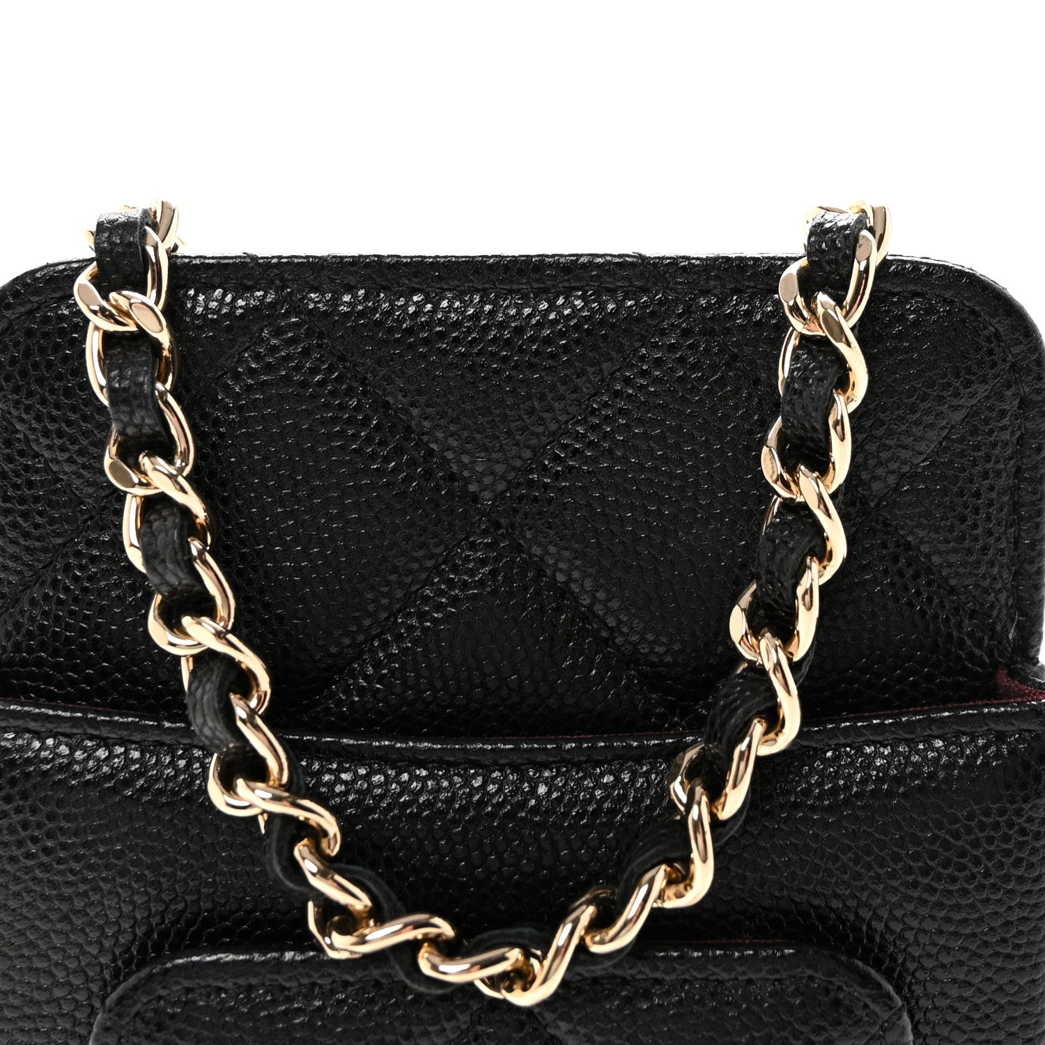 Caviar Quilted Zip Phone Case Black