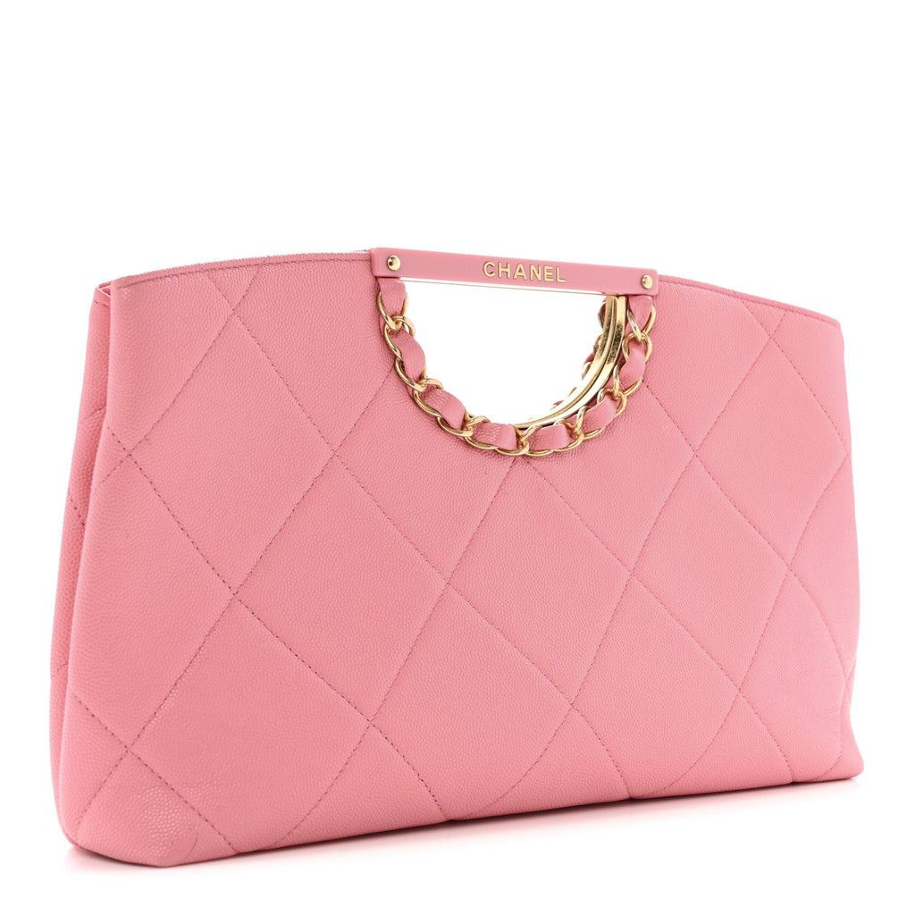 Chanel Caviar Quilted A Real Catch Clutch Pink